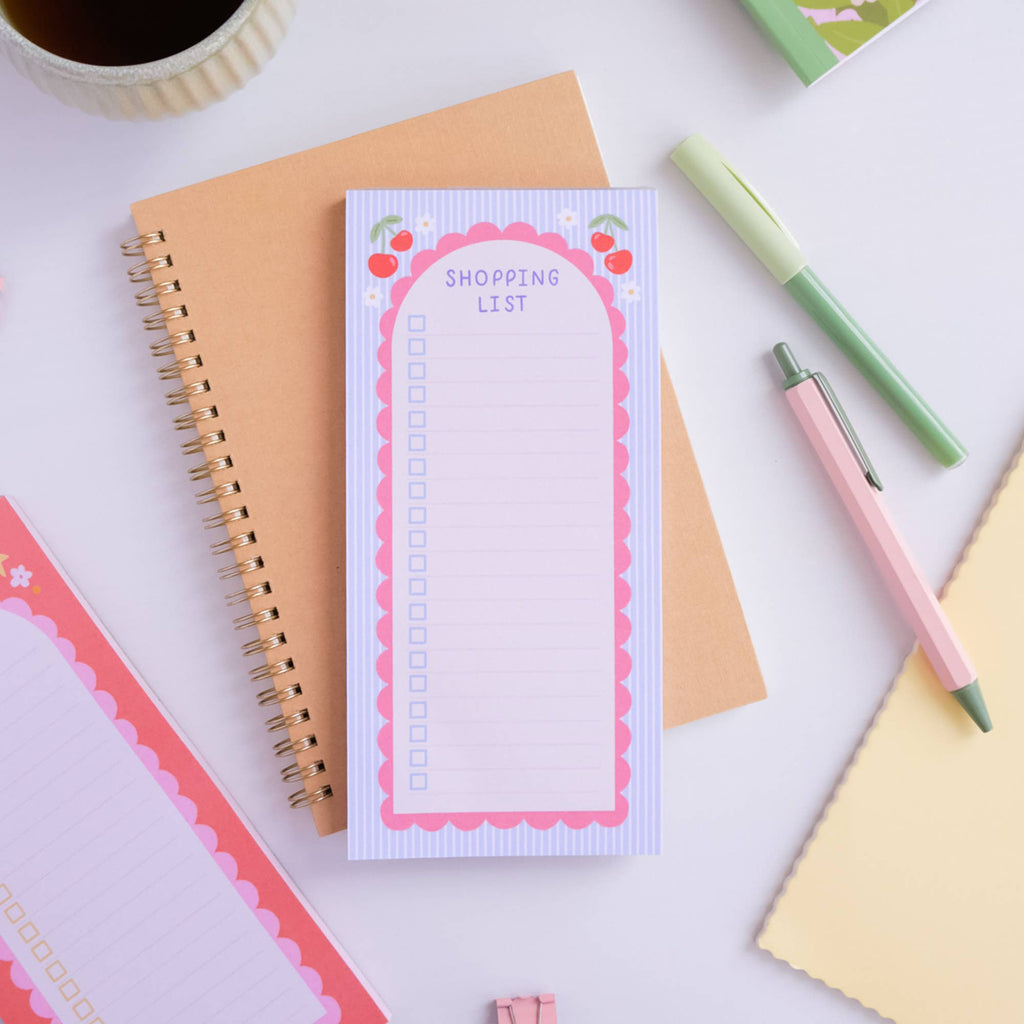 Cute Cherry Shopping List Pad – 50 Pages for Easy Grocery & Task Lists