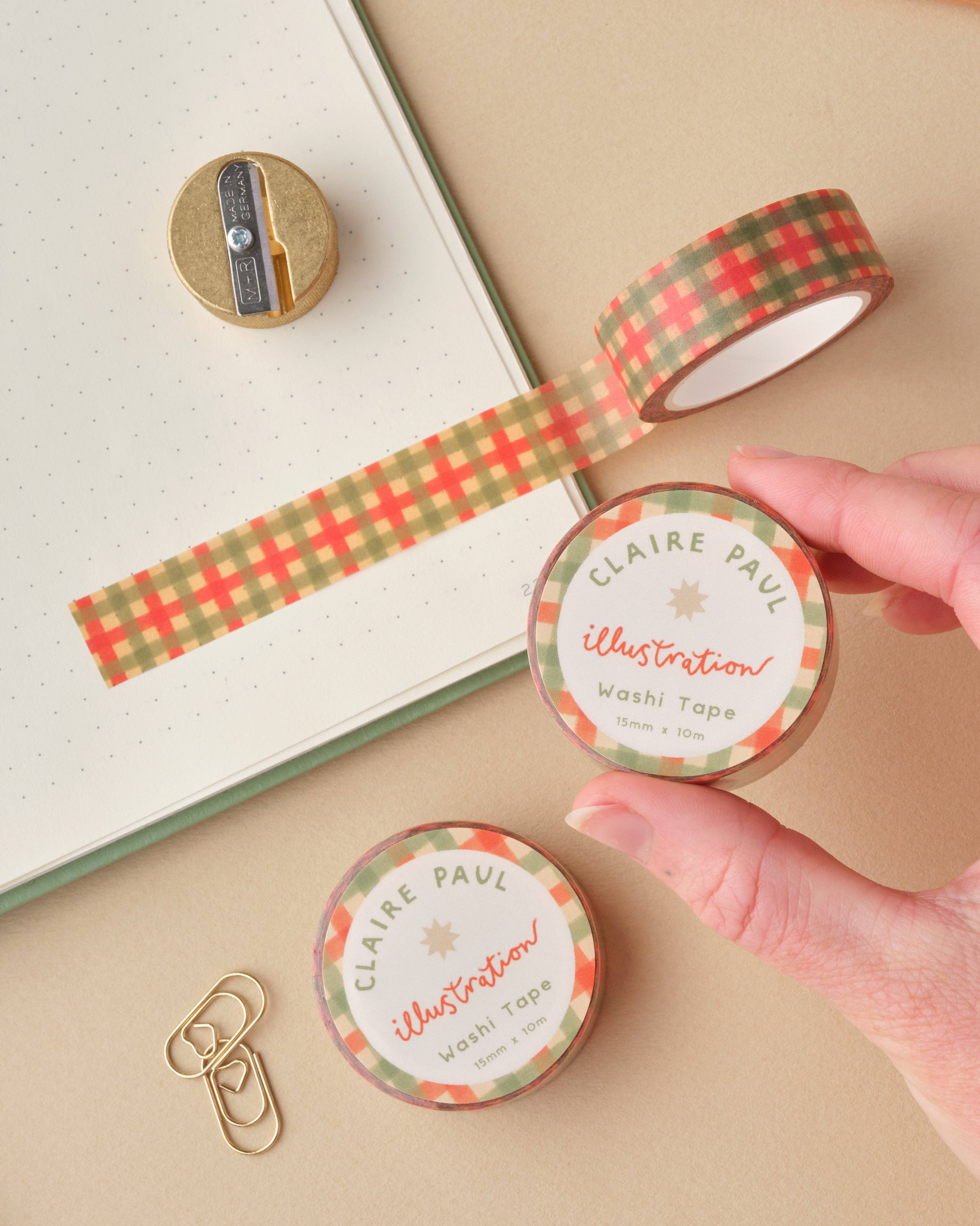 Green and Red Check Washi Tape