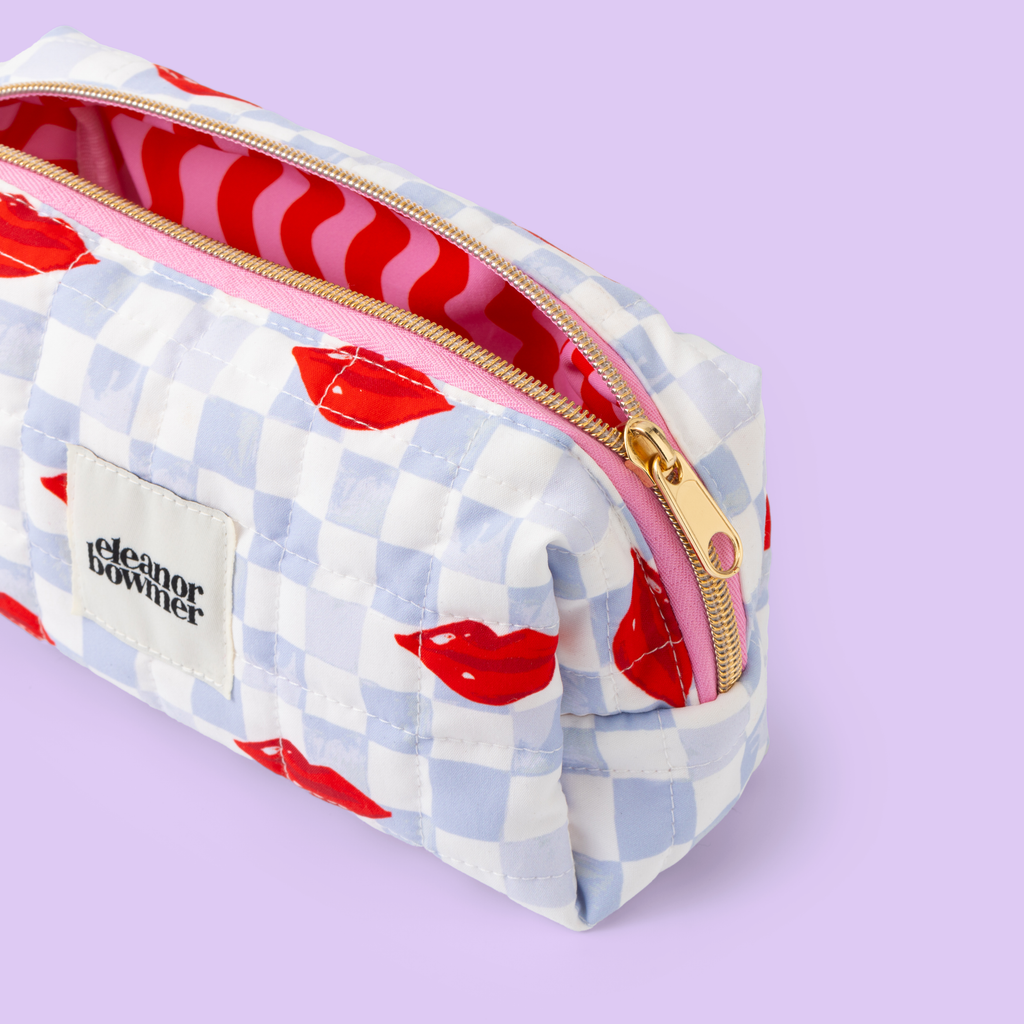 Checkerboard Lips Pencil Case