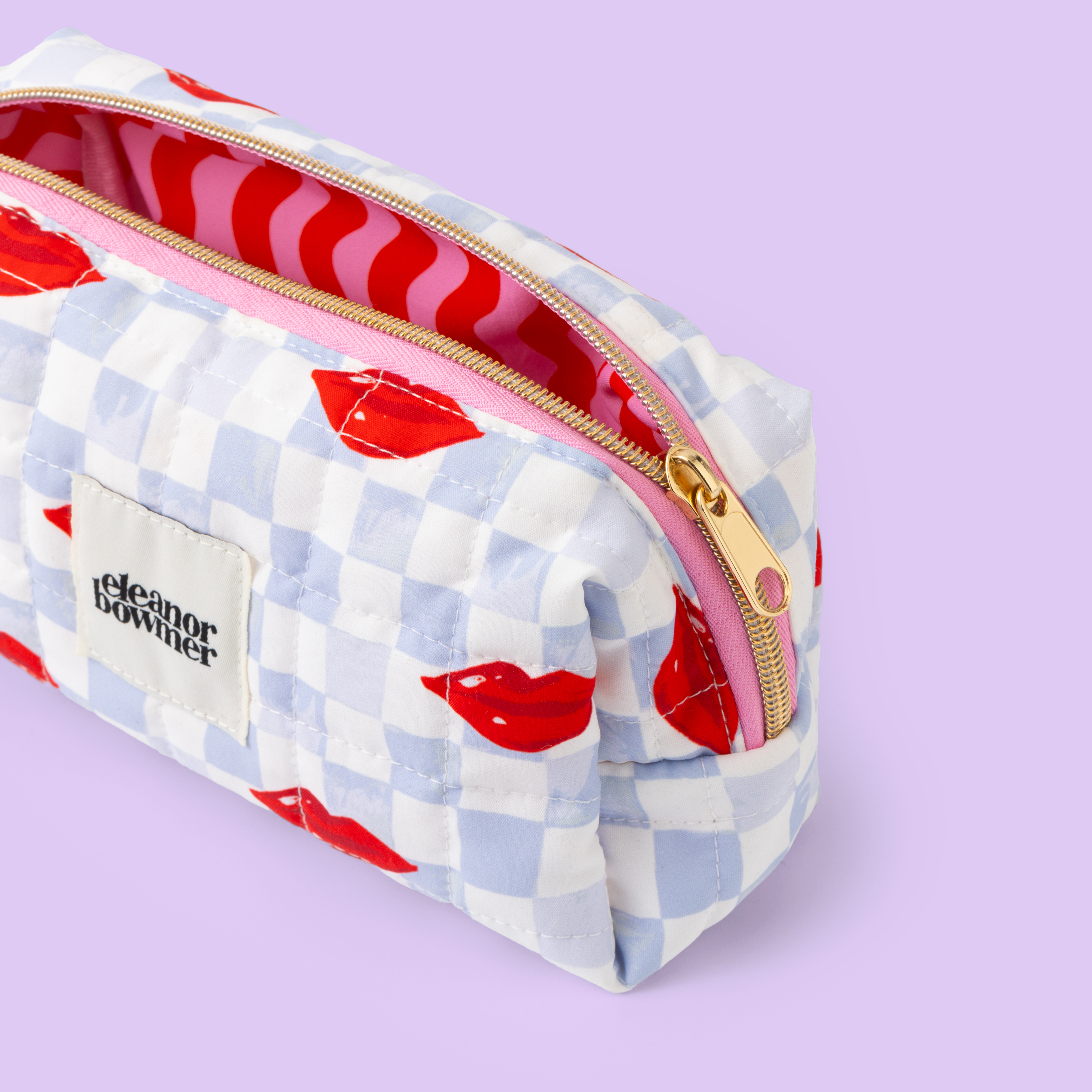 Checkerboard Lips Pencil Case