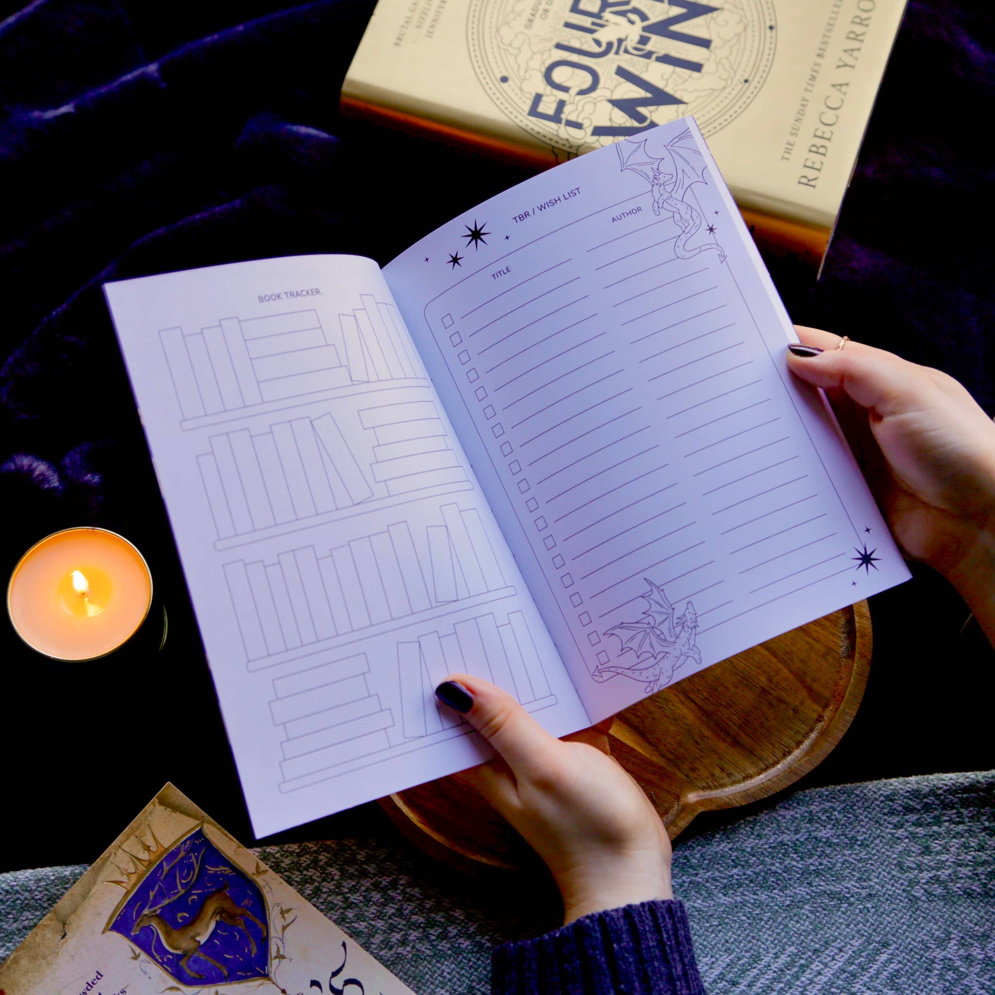 Reading Journal Dragon, Cosy Quest – 50 Book Review Notebook