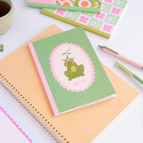 A5 Notebook, Frog Themed – Journal with 80 Lined Pages