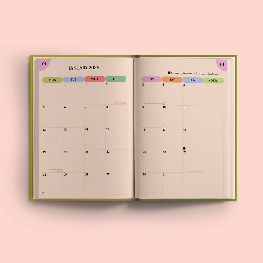 2026 Weekly Planner | Diary Agenda A5 | Matcha