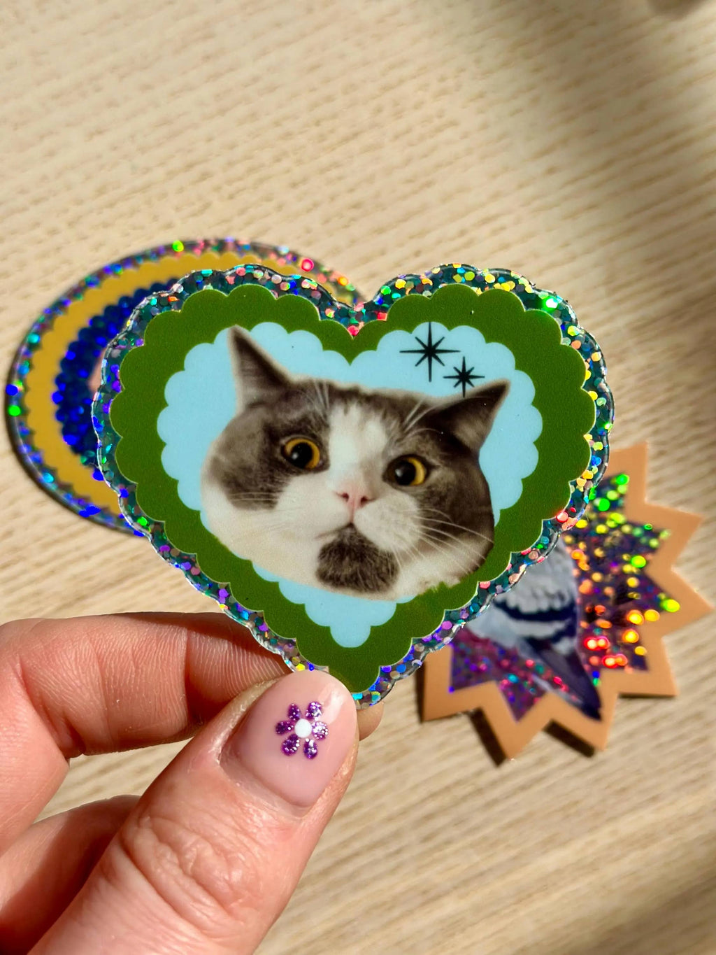 Love Cat Glitter Vinyl Sticker