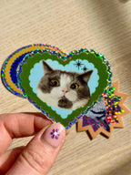 Love Cat Glitter Vinyl Sticker