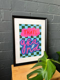That's grand patterned typographic Art print (A3)