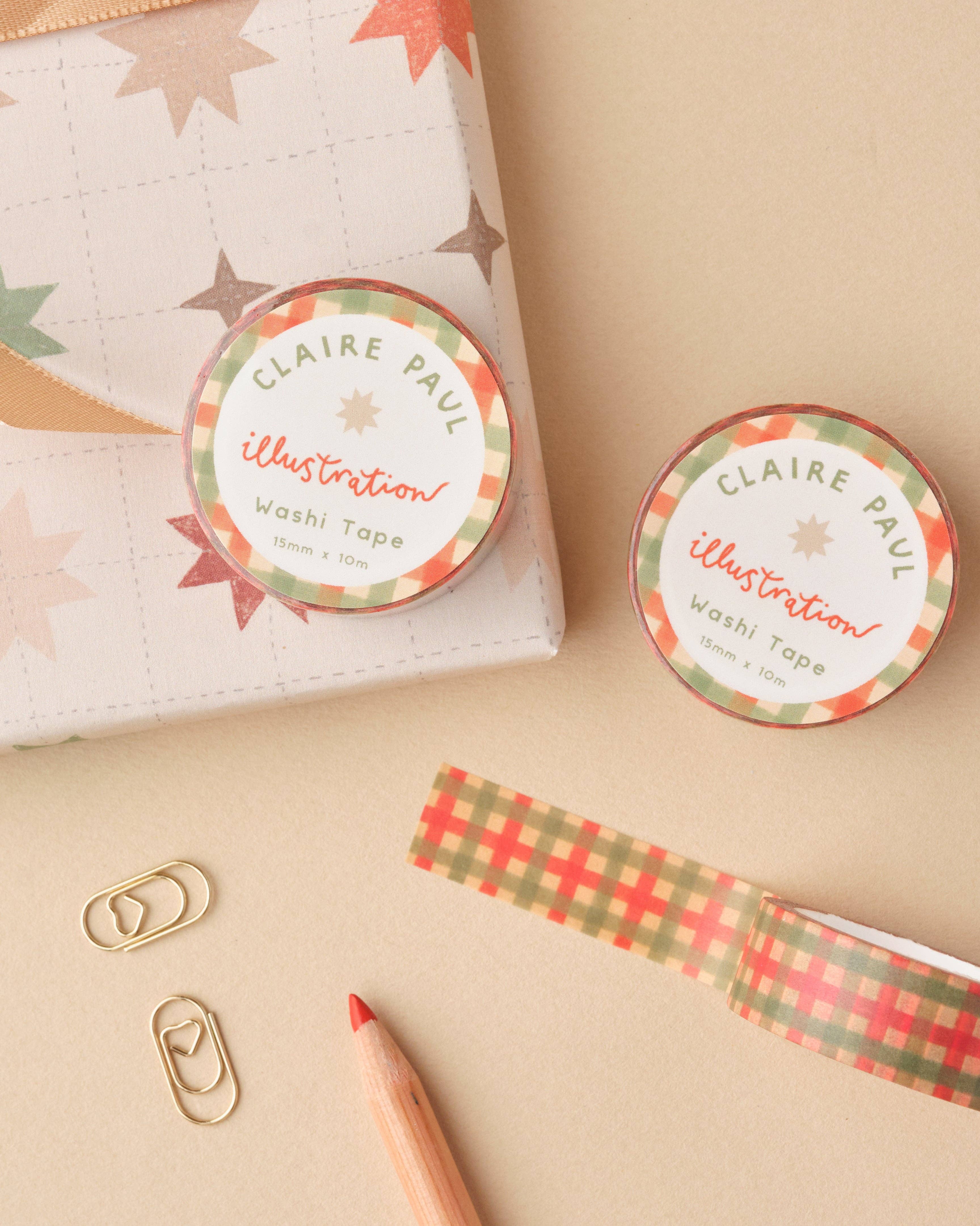 Green and Red Check Washi Tape