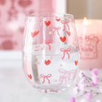 Bow and Heart Print Stemless Glass