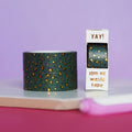 Emerald Green Leopard Print Gold Foil Washi Tape
