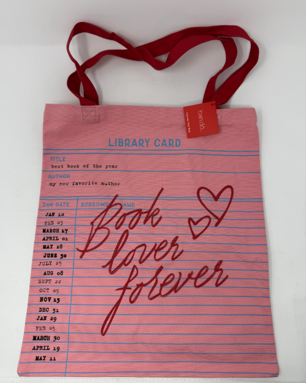 Canvas Tote, Library Card (Pink)