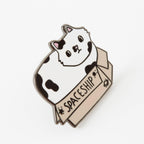 Spaceship Cat in a Box Enamel Pin