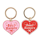 Pair of Soul Sisters Heart Keyrings