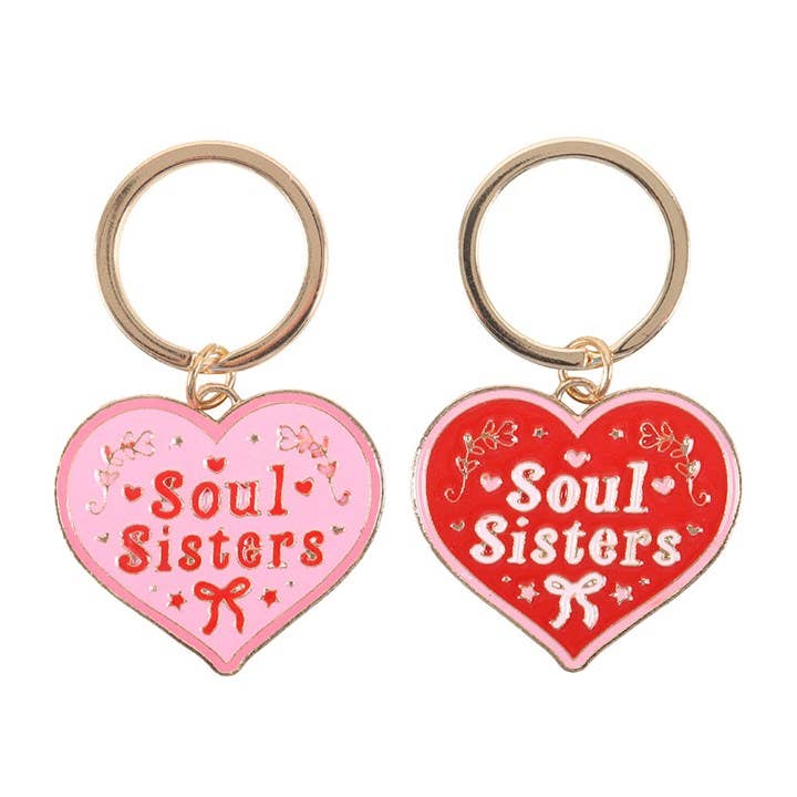 Pair of Soul Sisters Heart Keyrings