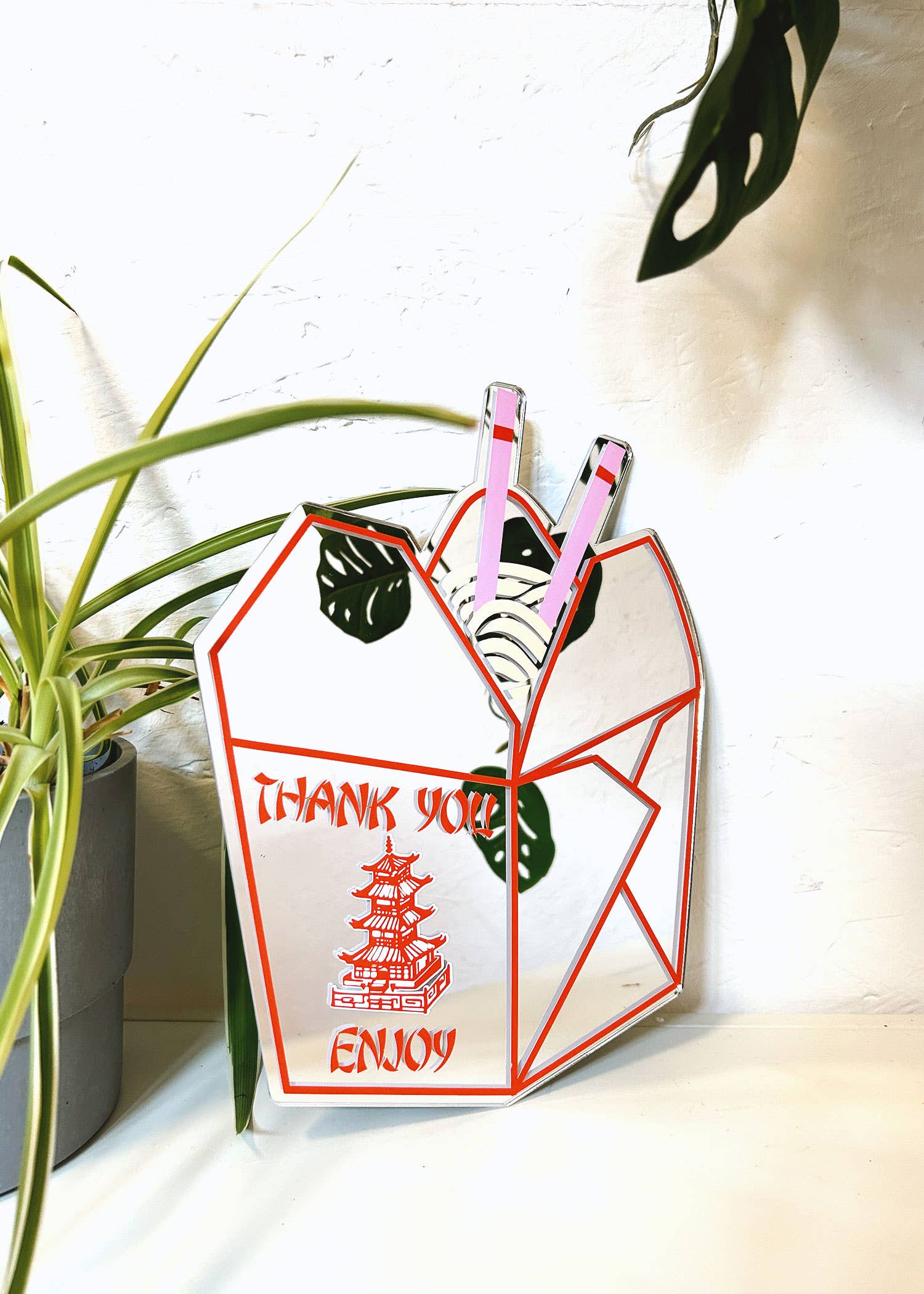 Chinese Noodle Takeaway Box Mirror