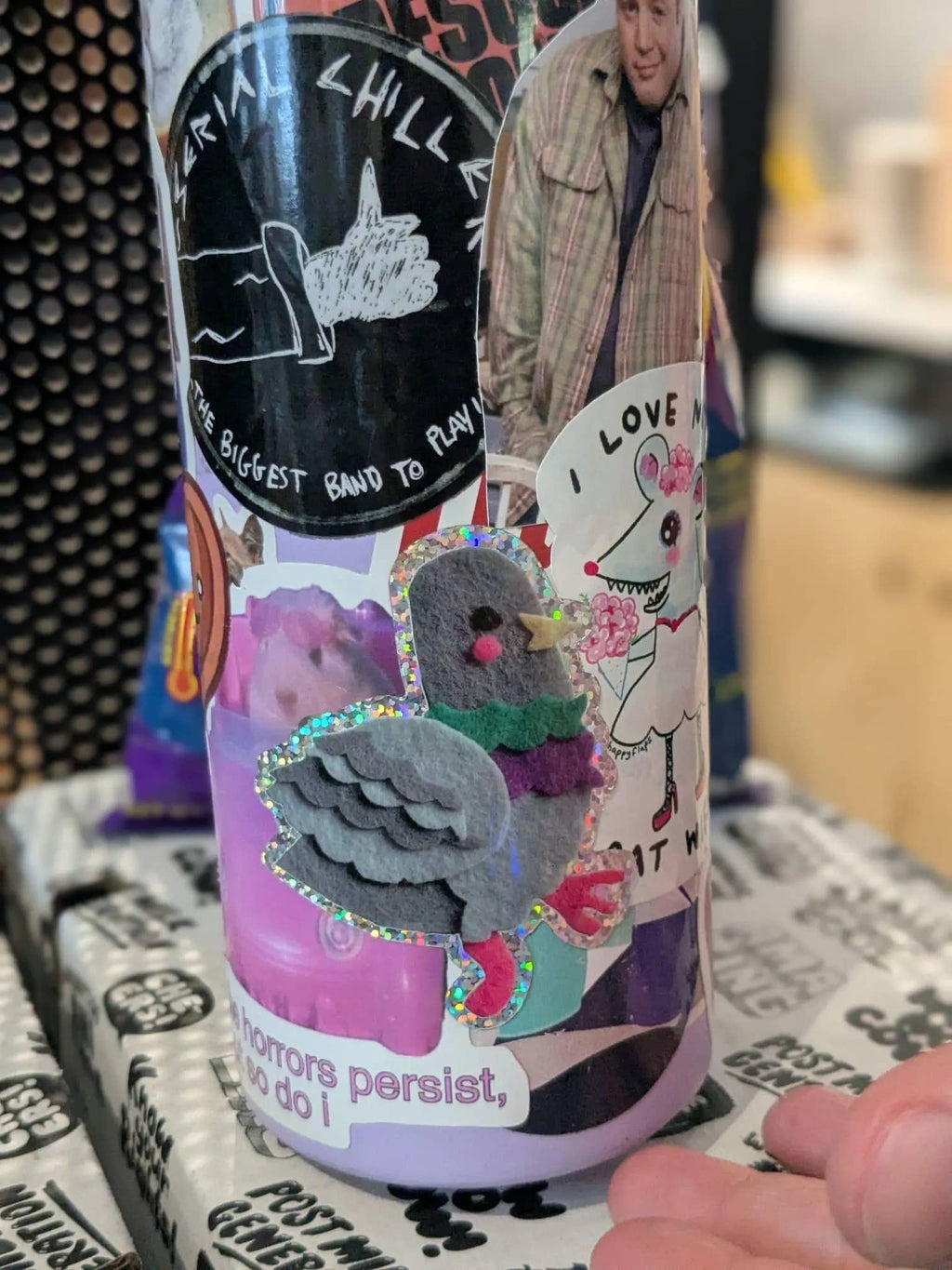 Pigeon Glitter Vinyl Sticker