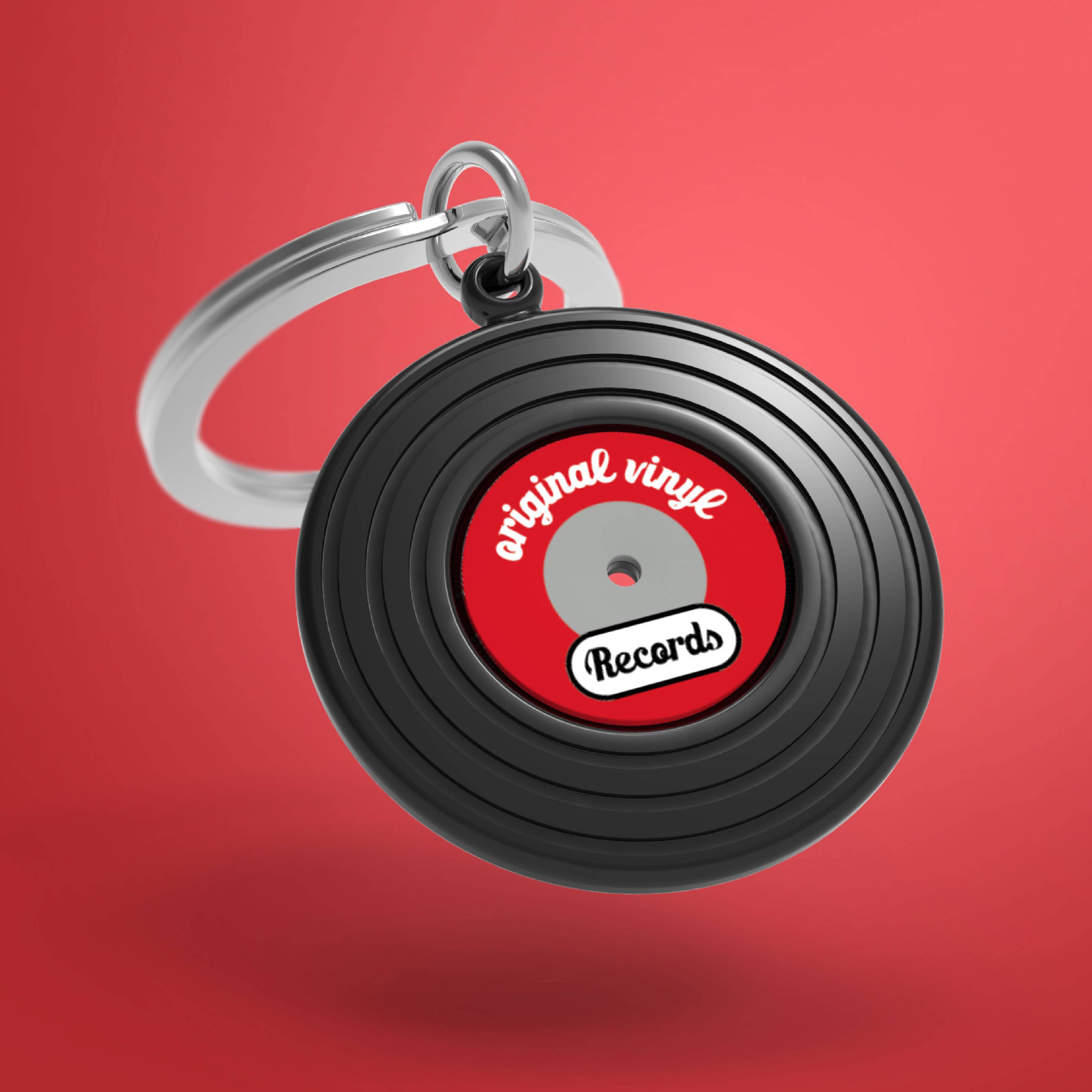 Black Vinyl Record Keyring