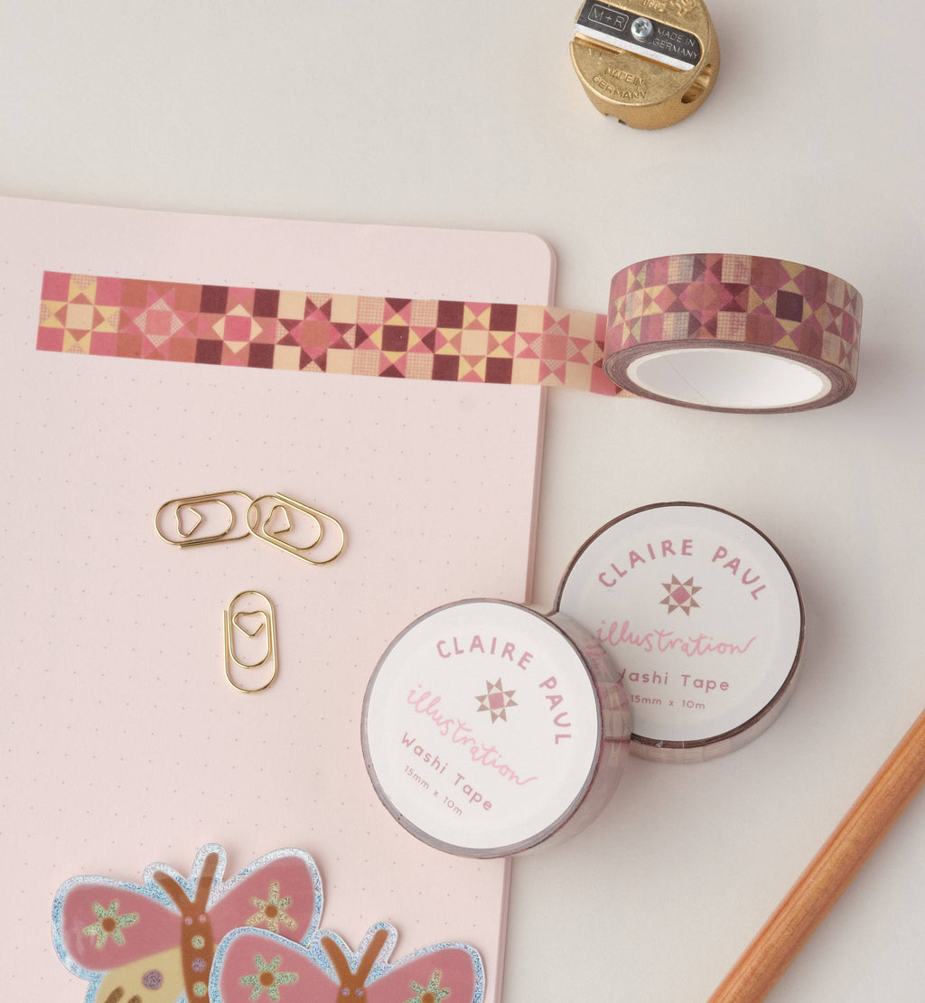 Patchwork Star Washi Tape - Pink