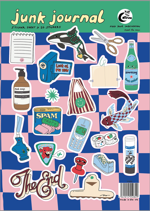 A5 sticker sheet; junk journal design, notebooks