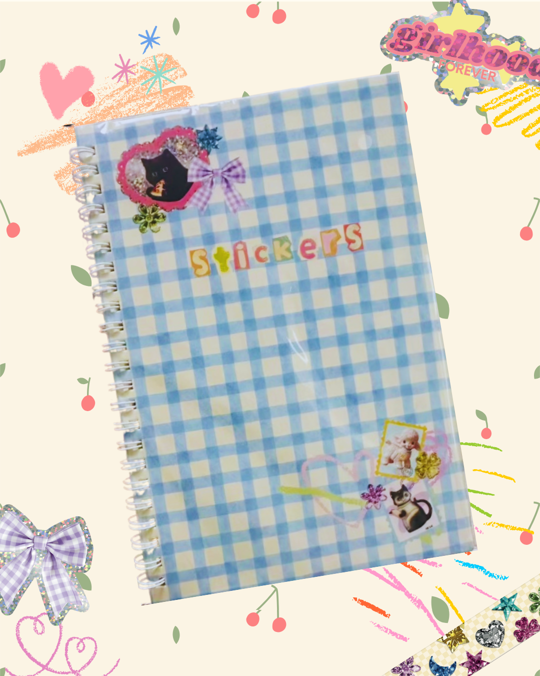 A5 Gingham Sticker Keeper Book