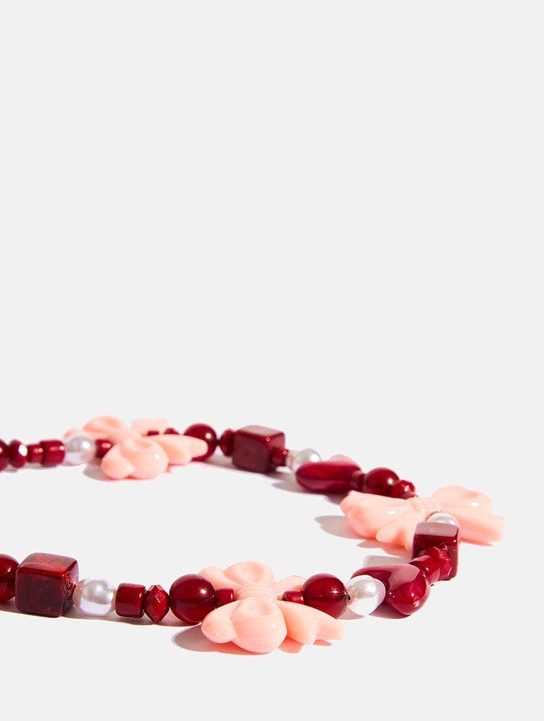 Burgundy Bows Beaded Strap