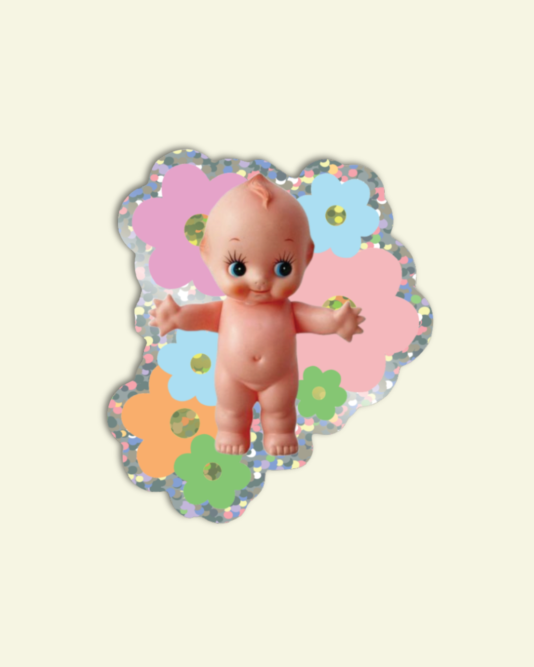 Kewpie Baby Vinyl Glitter Sticker