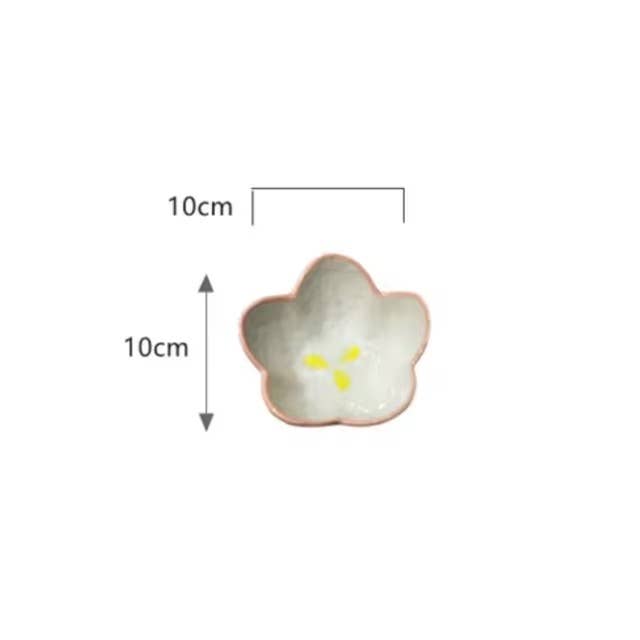 Flower Small Ceramic Dessert Snack Sauce Plate