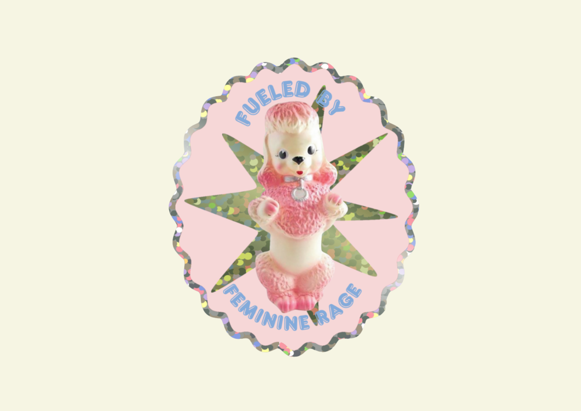 Fueled By Feminine Rage Poodle Vinyl Glitter Sticker