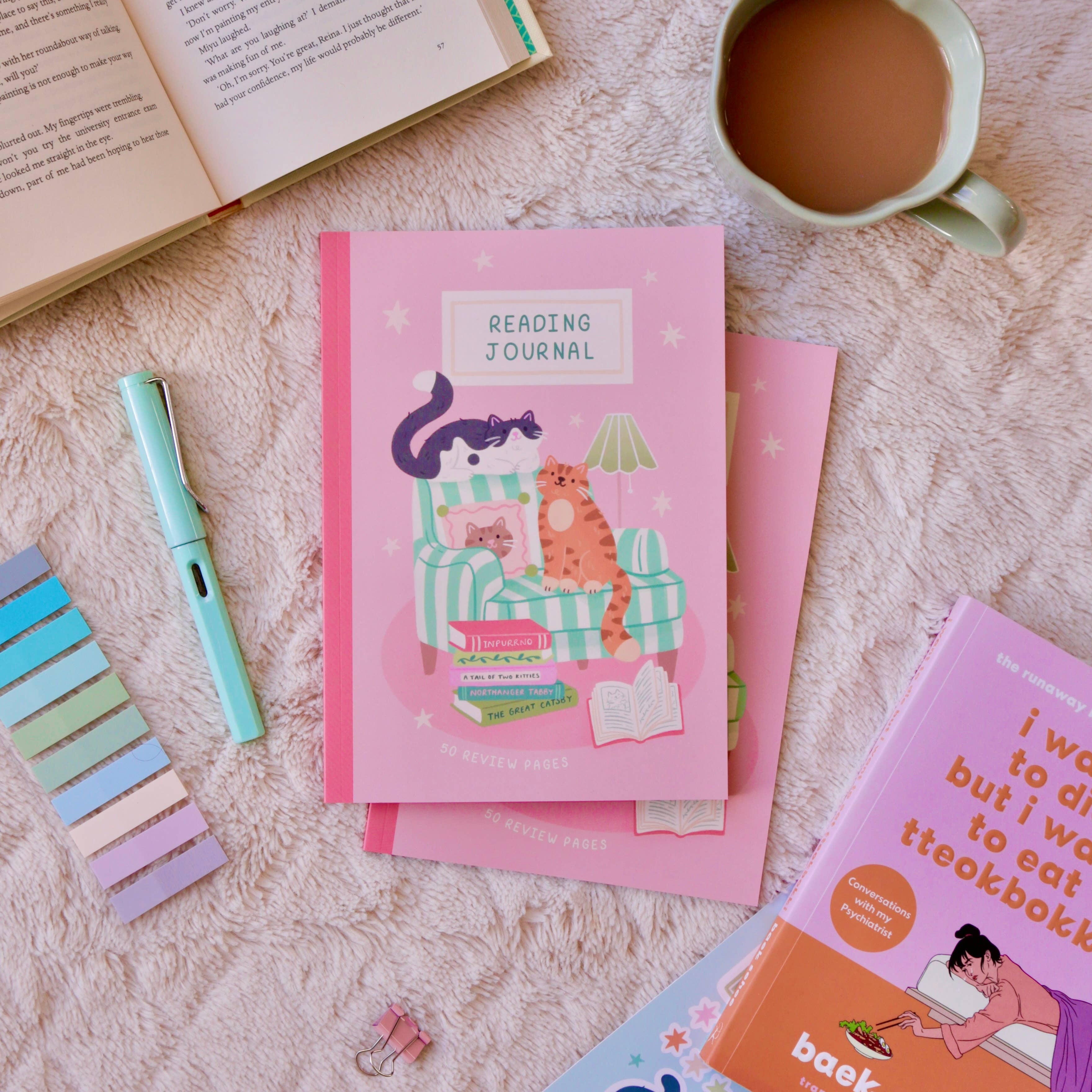 Reading Journal Cats – 50 Page Book Review Notebook