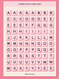 Pink Scrabble Letters Sticker Sheet