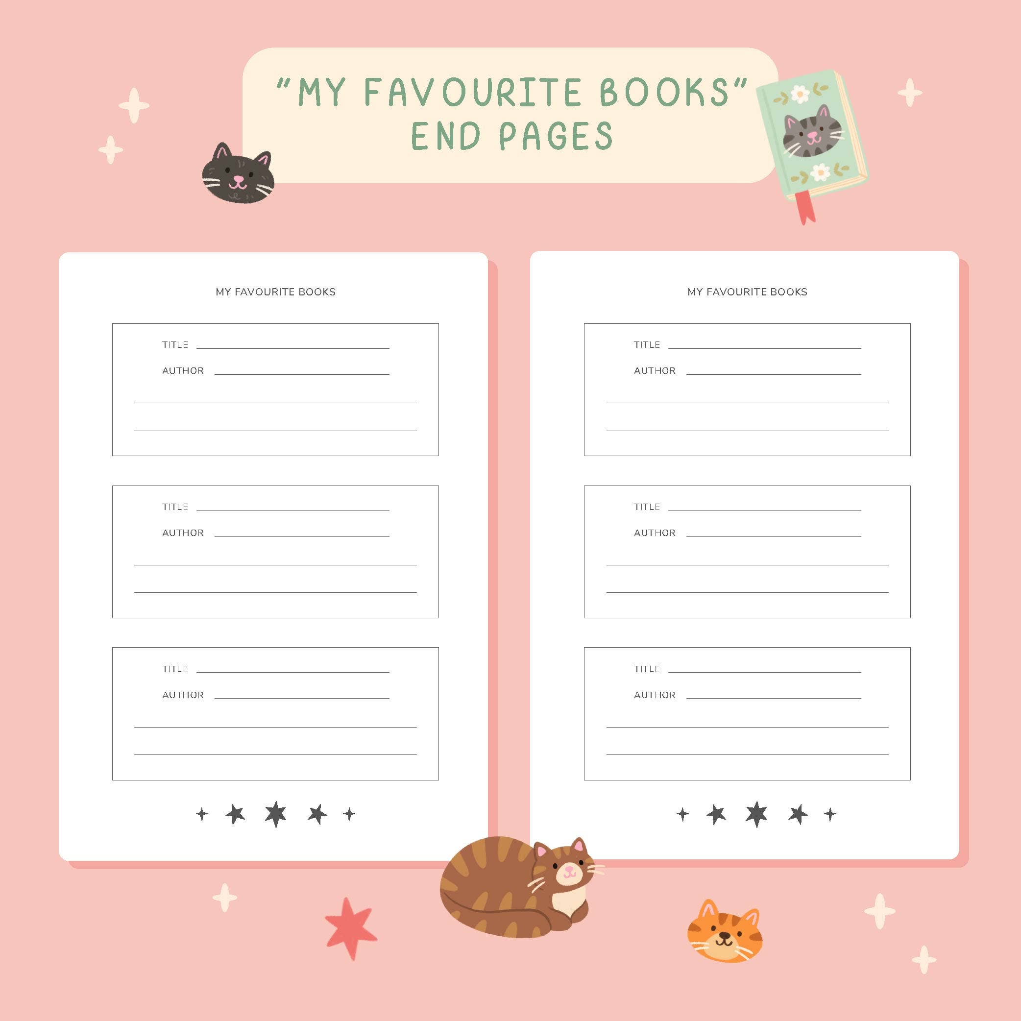 Reading Journal Cats – 50 Page Book Review Notebook