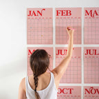 A3 Undated Wall Planner 12 Page, Pink & Red, Recycled Paper
