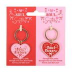 Pair of Soul Sisters Heart Keyrings