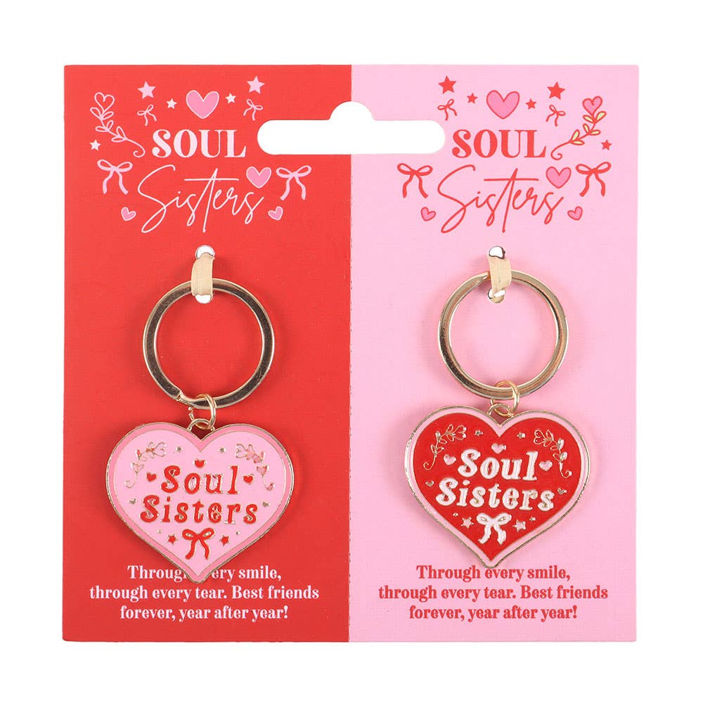 Pair of Soul Sisters Heart Keyrings