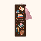 Books and Coffee Bookmark with Tassel