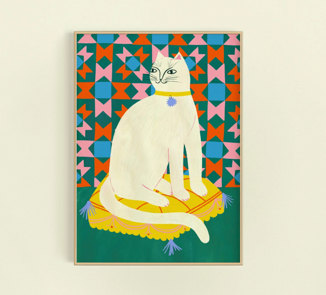 Staffordshire Cat Art Print - A5