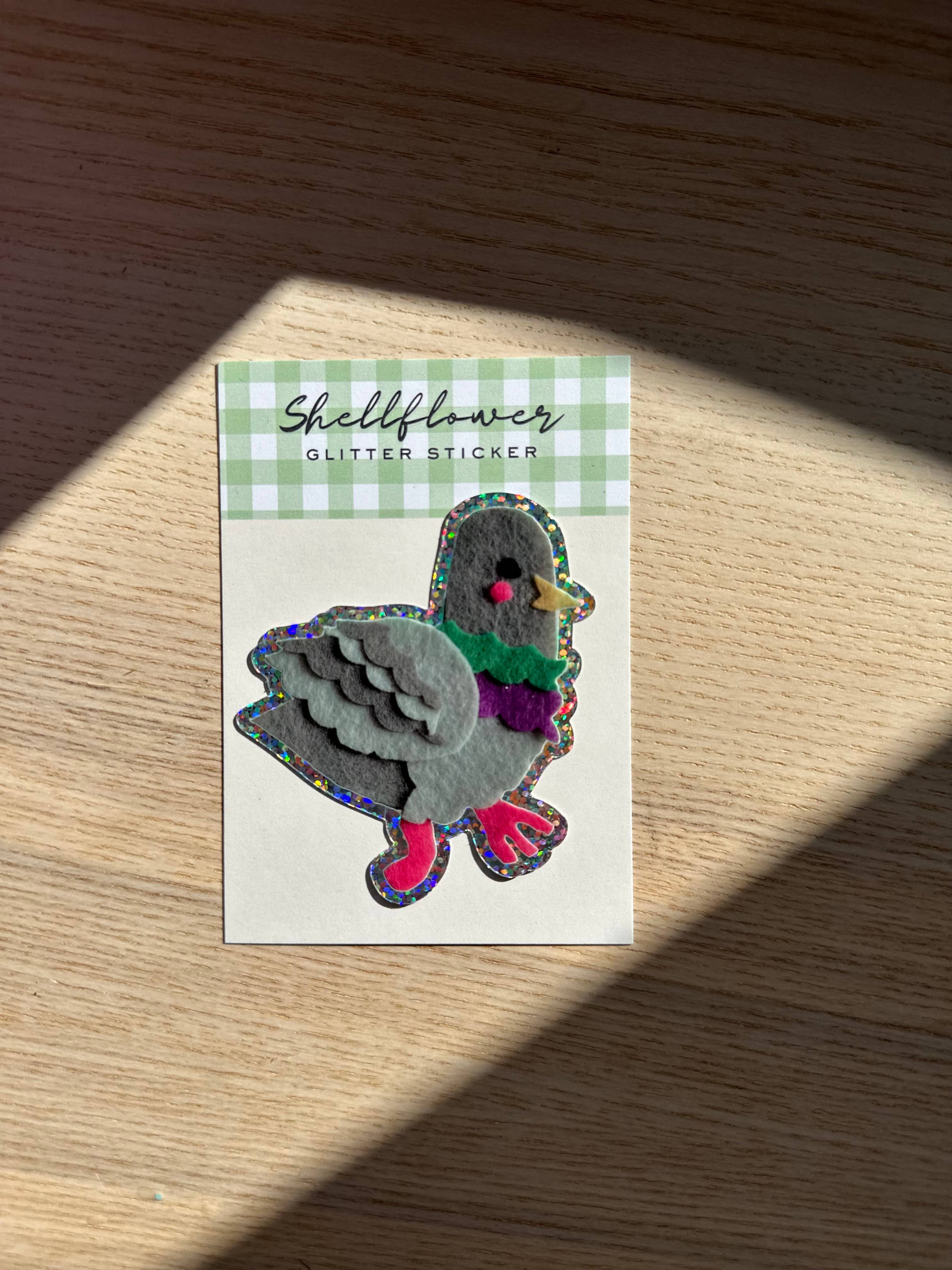 Pigeon Glitter Vinyl Sticker