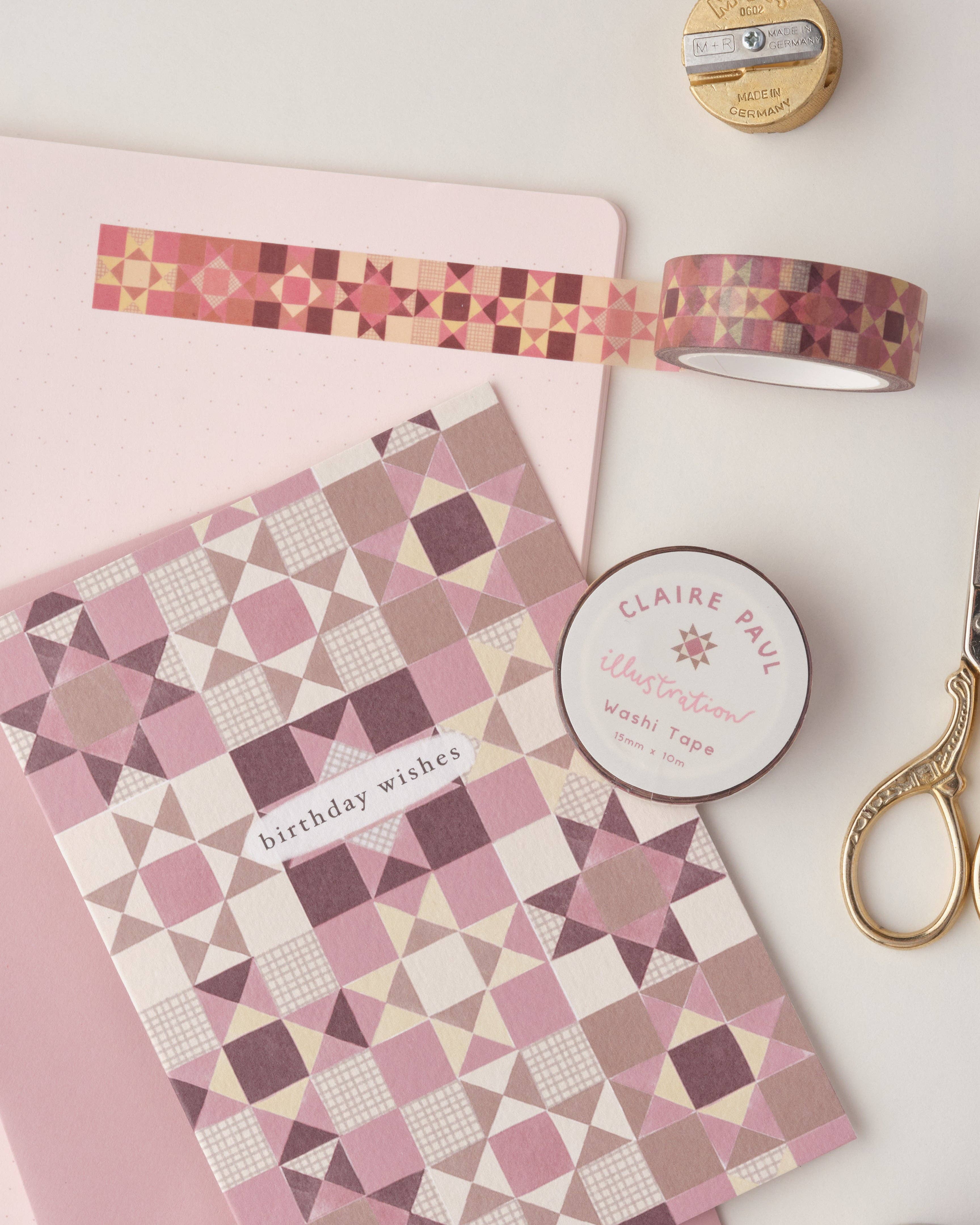 Patchwork Star Washi Tape - Pink