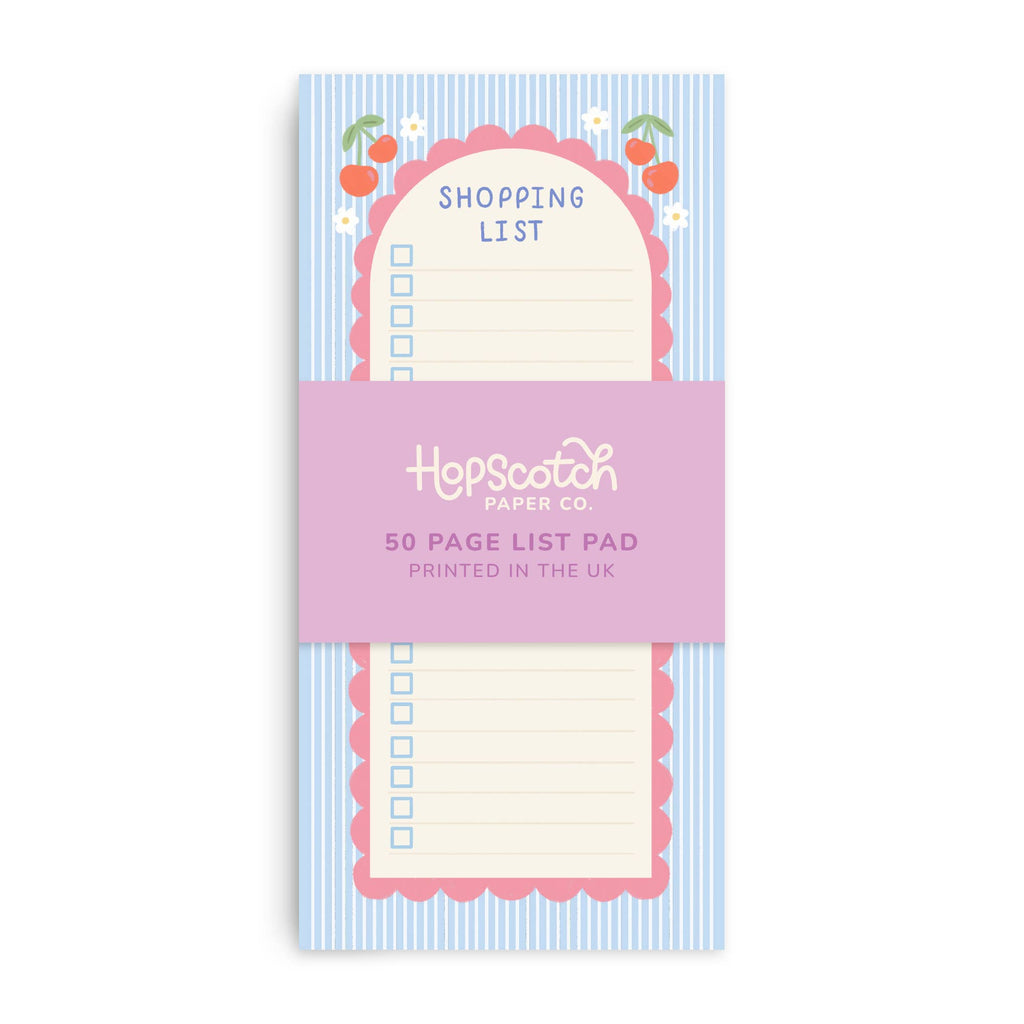 Cute Cherry Shopping List Pad – 50 Pages for Easy Grocery & Task Lists