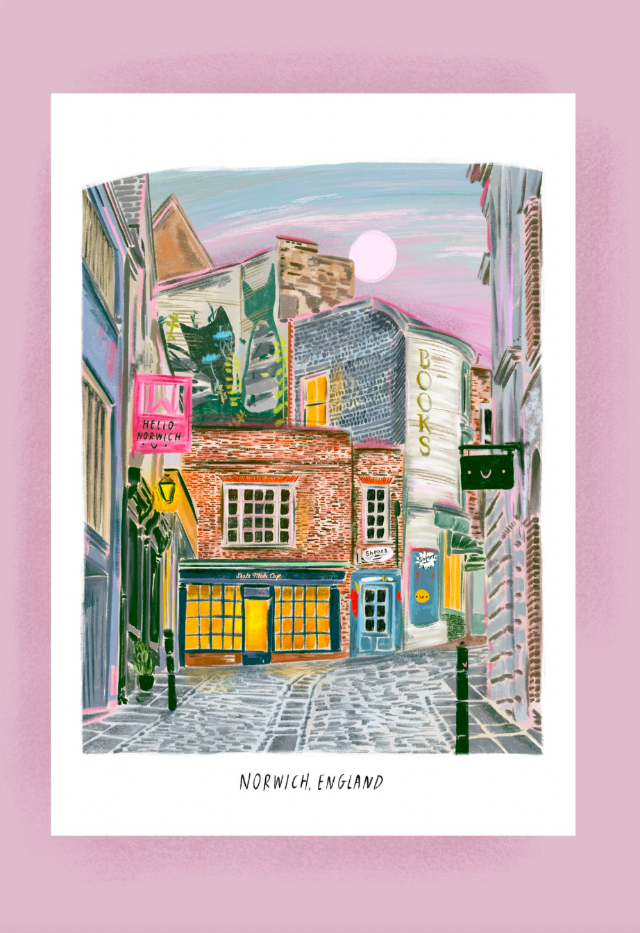 Norwich Lanes at Sunrise print