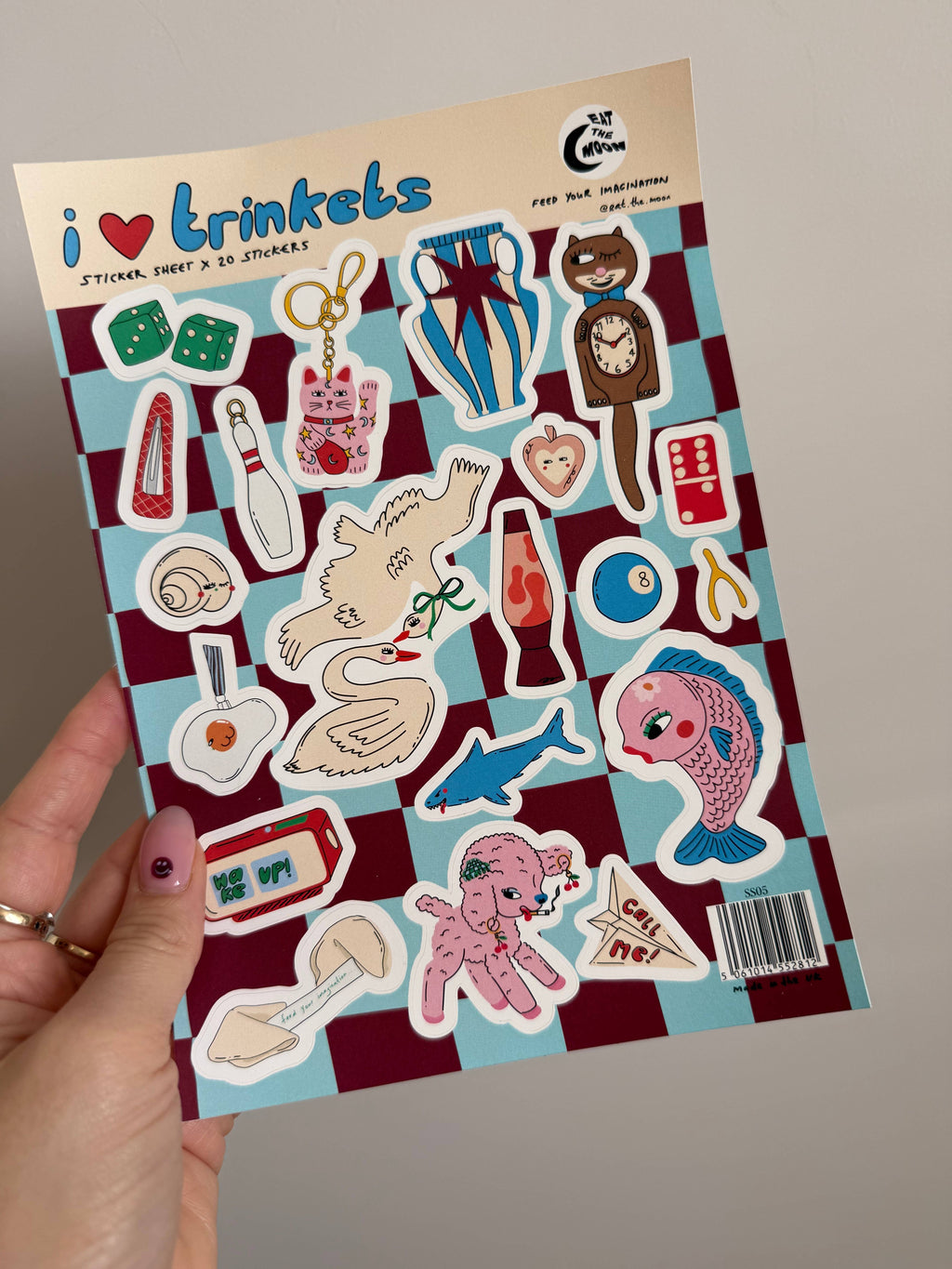 A5 sticker sheet; trinkets design, scrapbooking