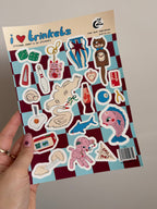 A5 sticker sheet; trinkets design, scrapbooking