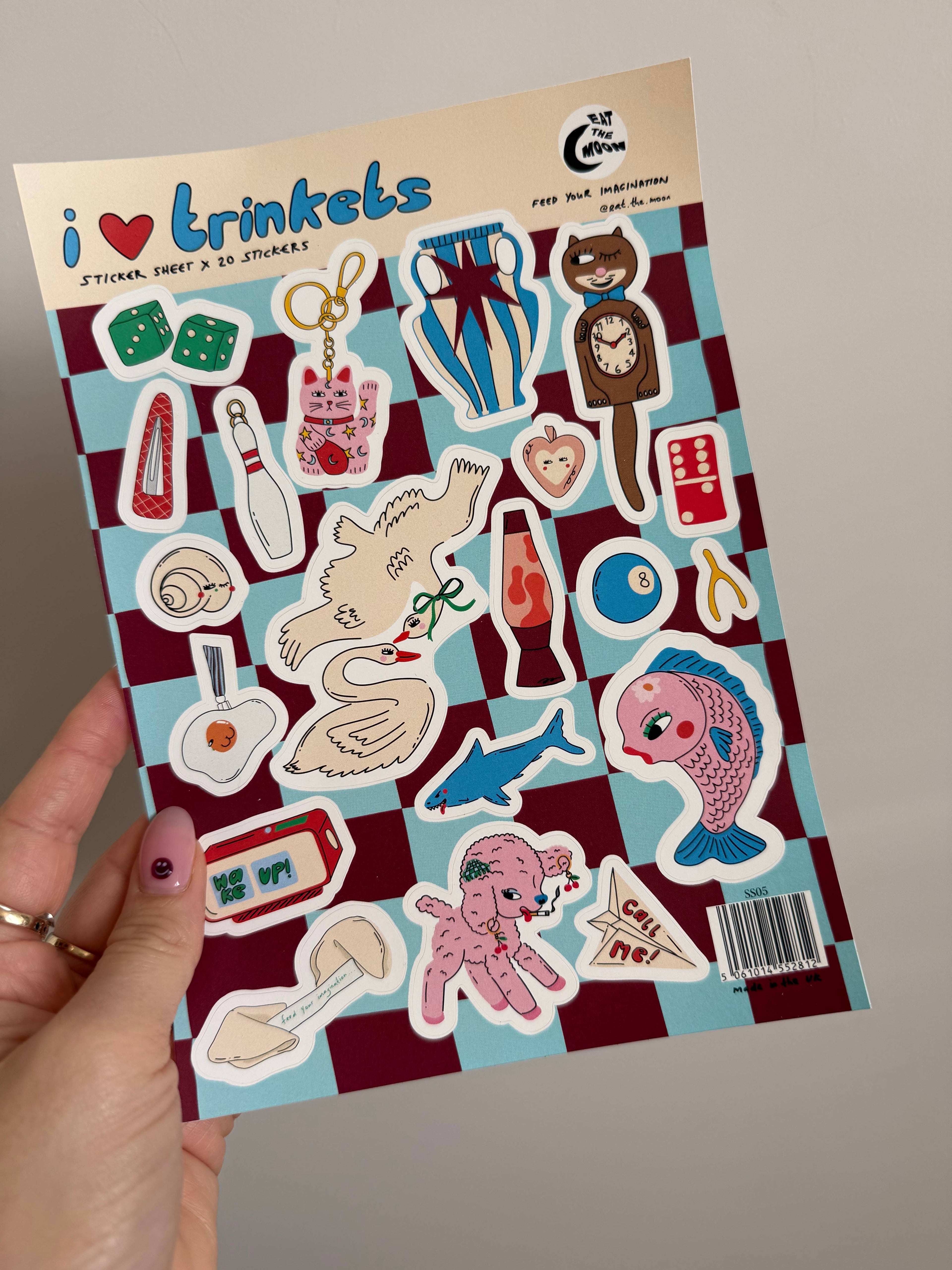 A5 sticker sheet; trinkets design, scrapbooking