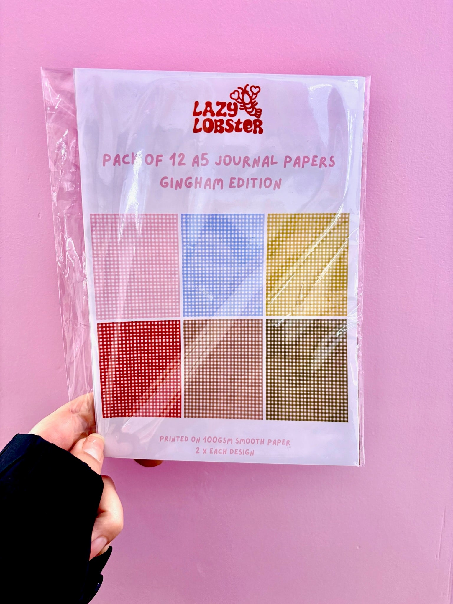 Journal Papers - pack of 12 - A5 (Gingham)