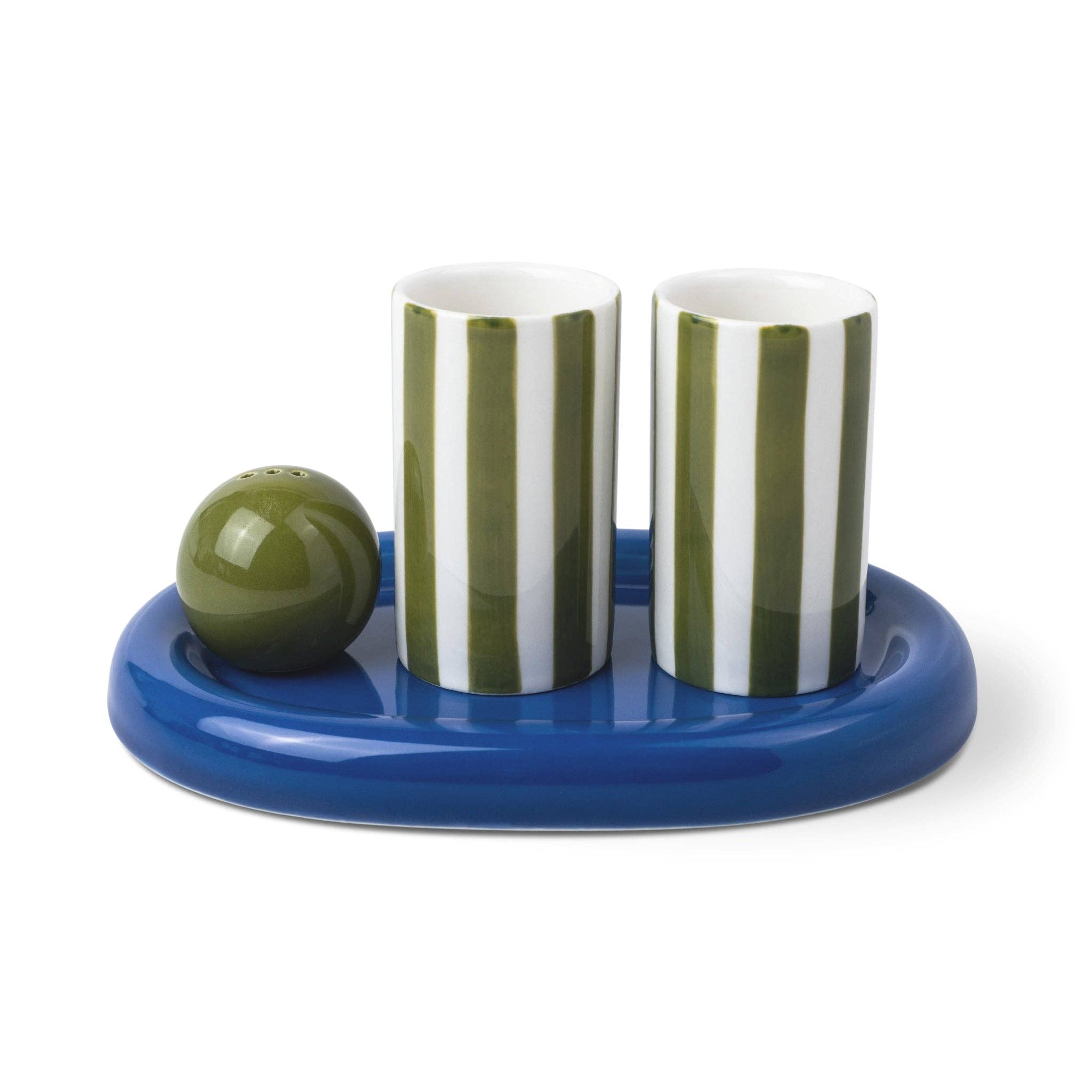 The Lily Mae Ceramic Tequila Shot Glass Set - Cobalt + Olive