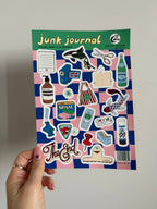 A5 sticker sheet; junk journal design, notebooks