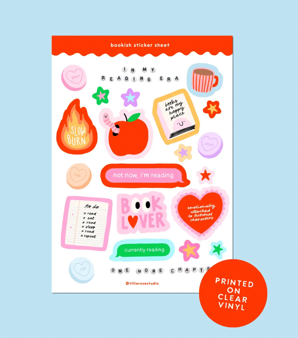 Bookish Clear Vinyl Sticker Sheet