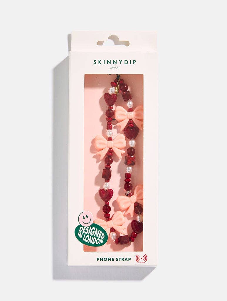 Burgundy Bows Beaded Strap