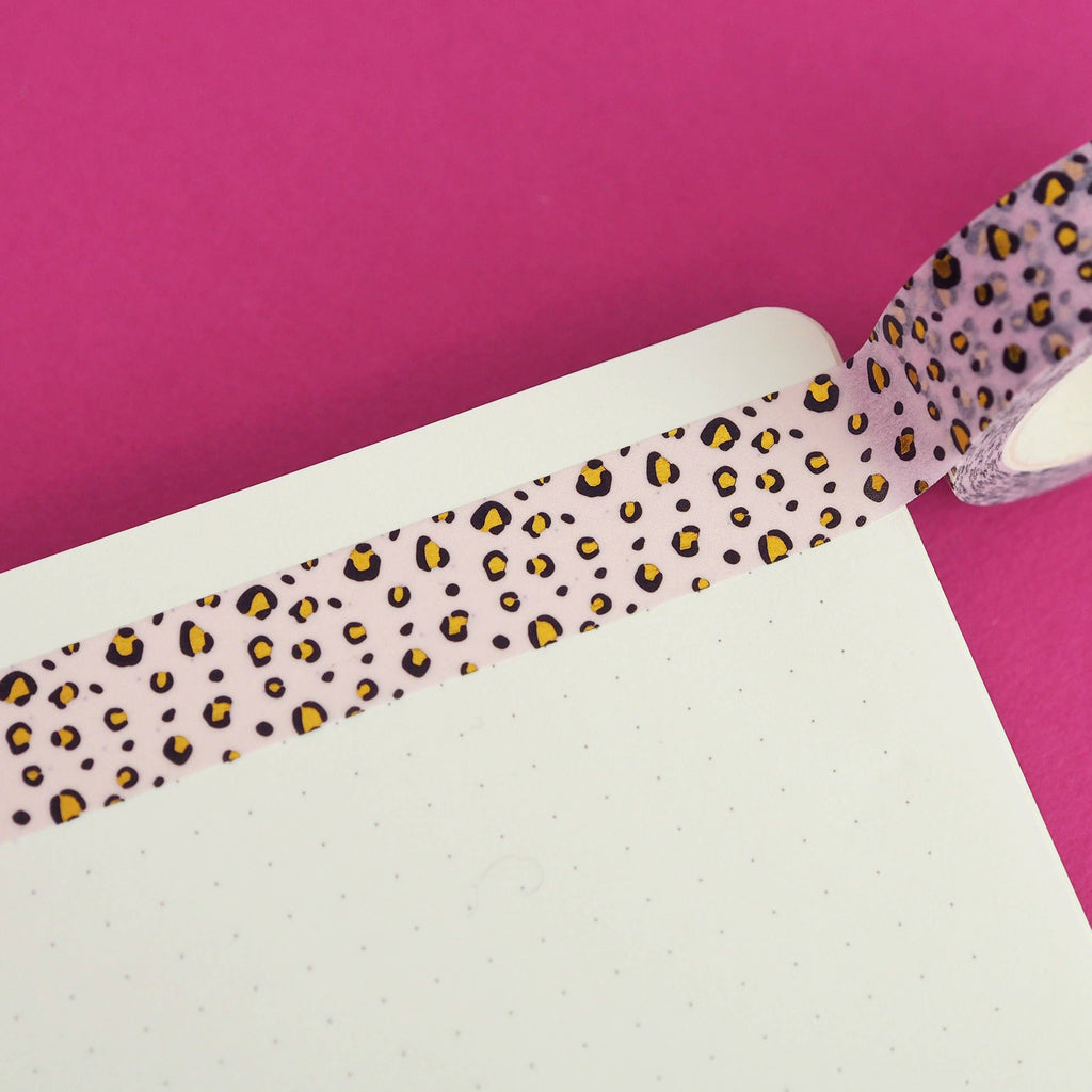 Pastel Leopard Gold Foil Print Washi