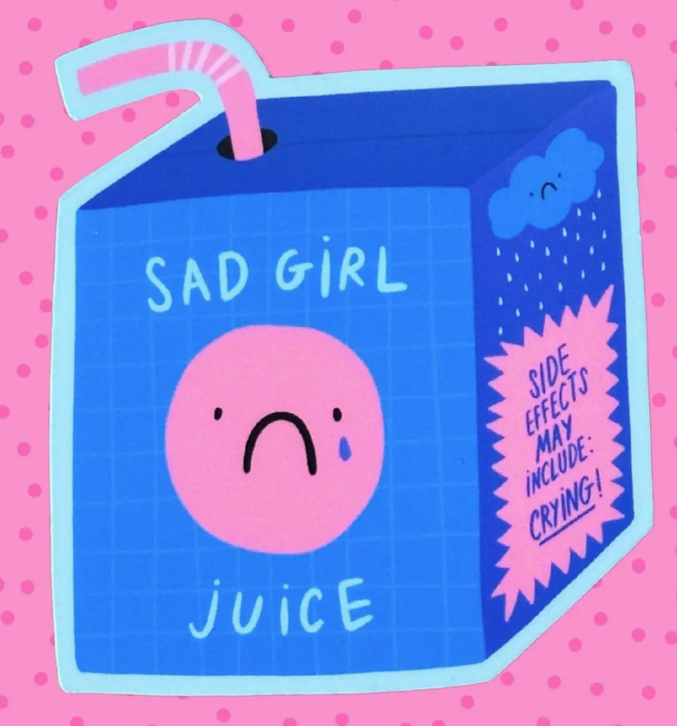Sad Girl Juice Box Matte Vinyl Sticker