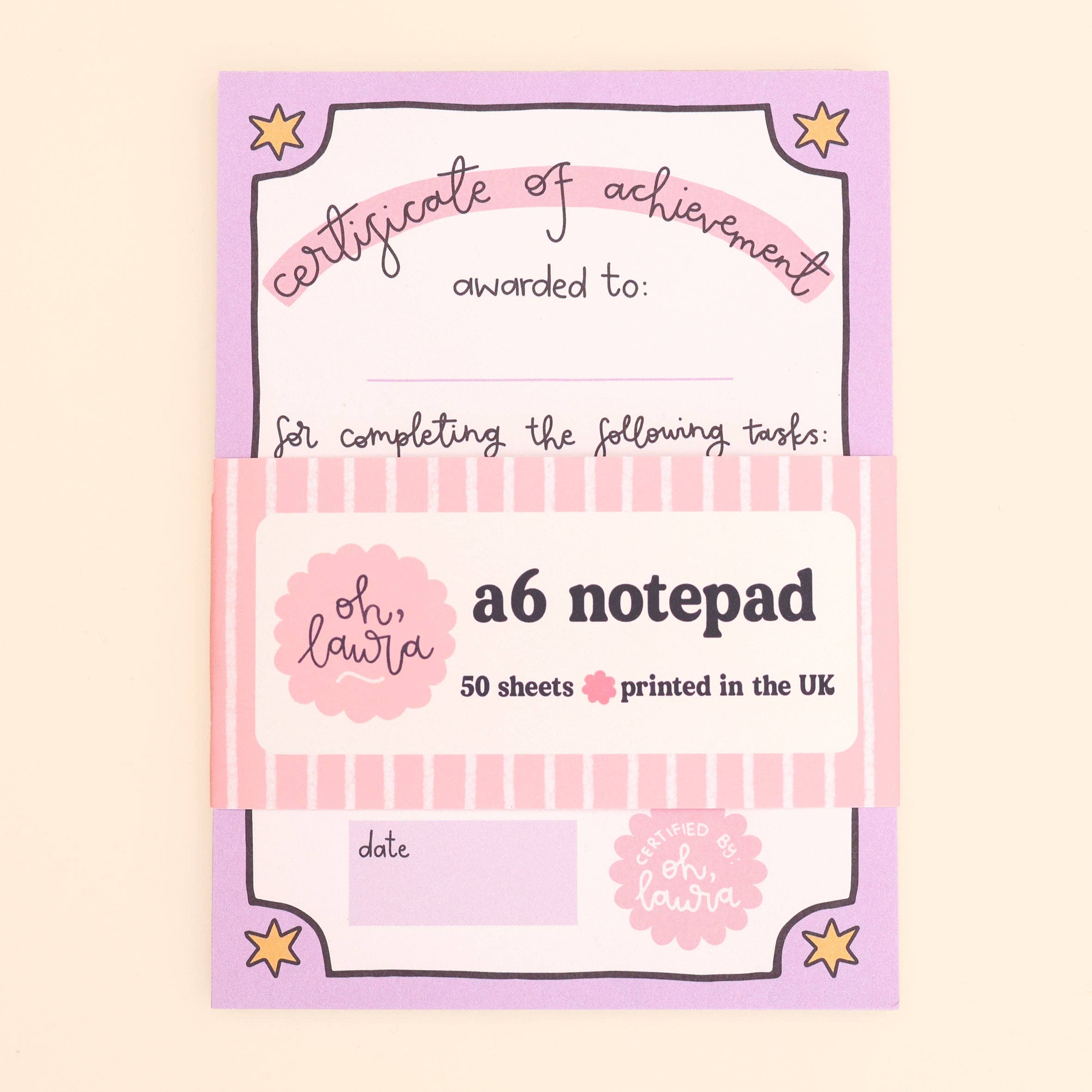 A6 Notepad - Certificate